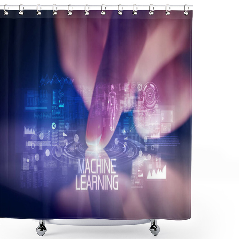 Personality  Finger Touching Tablet With Web Technology Icons Concept Shower Curtains