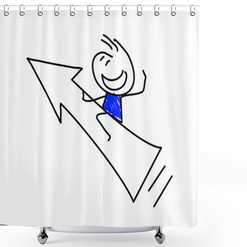 Personality  Stick Figures. Arrow. Isolated On White Background. Shower Curtains