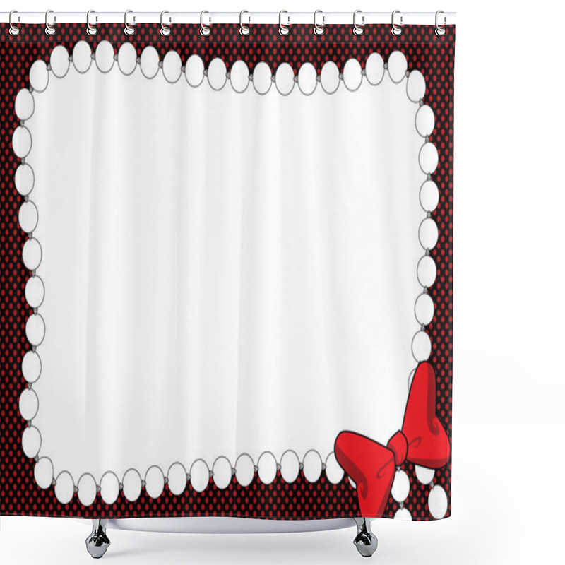 Personality  Ribbon And Pearl Necklace Invitation Or Frame Shower Curtains