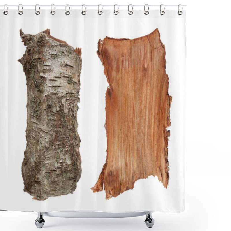 Personality  Birch Tree Bark Texture. Isolated On White Shower Curtains