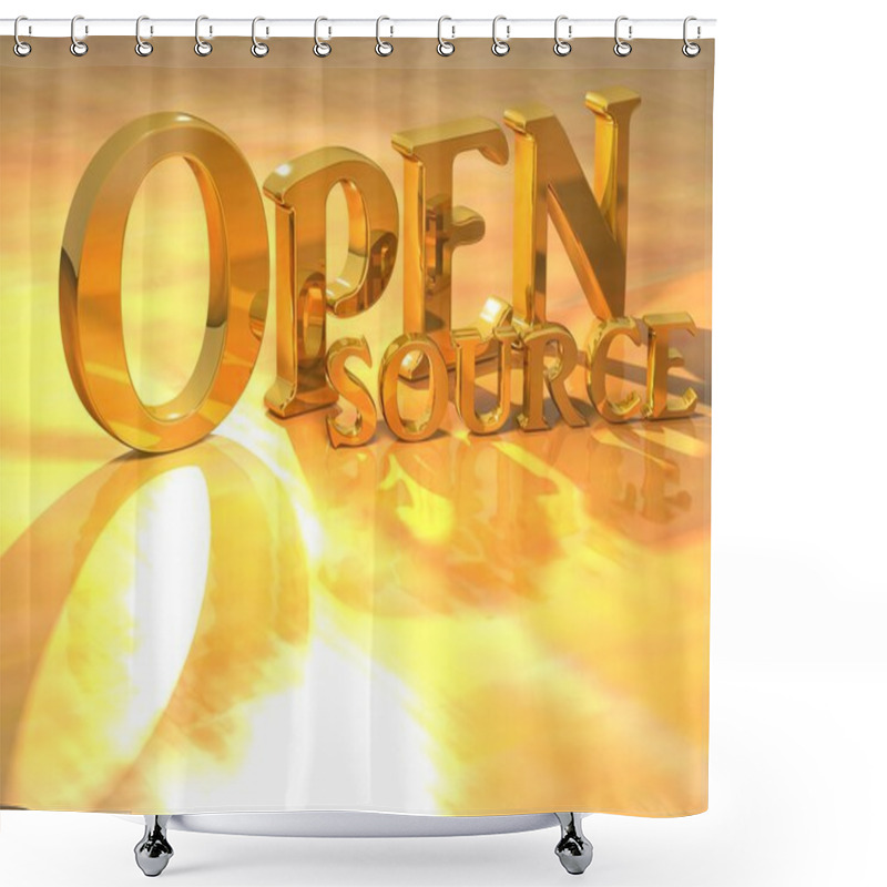 Personality  3D Open Source Gold Text Shower Curtains