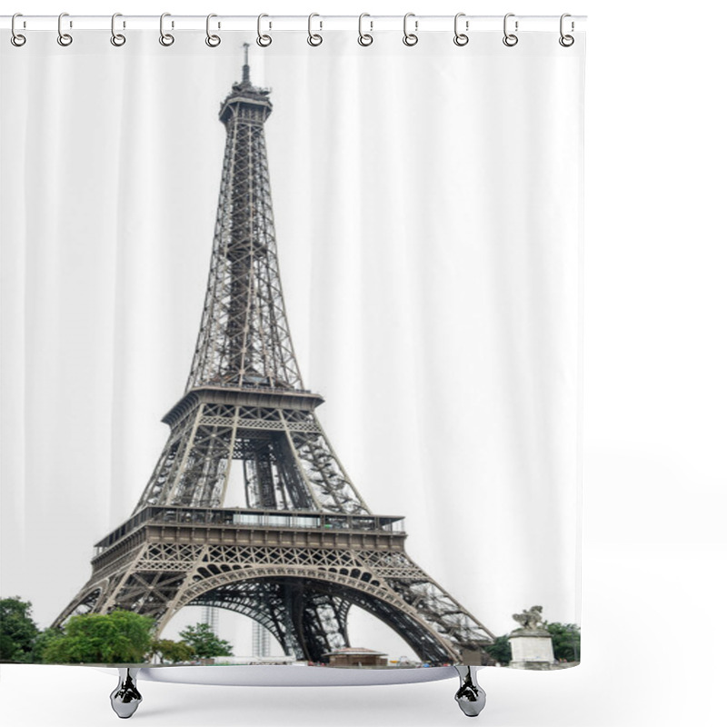 Personality  Eiffel Tower Over White Background. Paris, France Shower Curtains