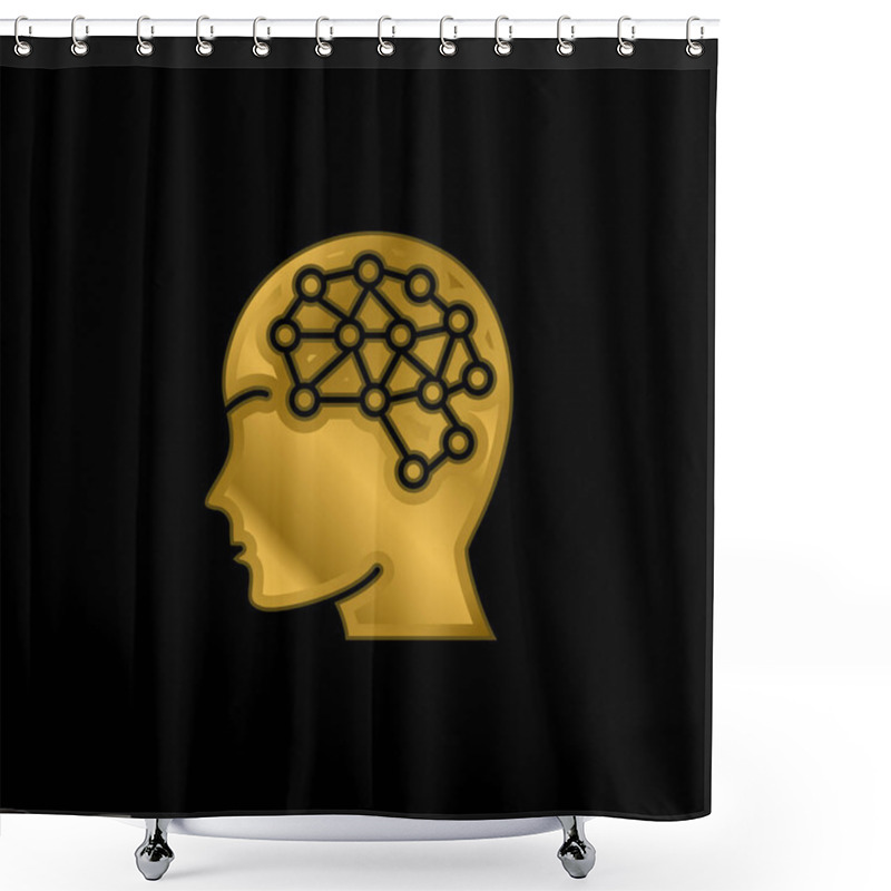 Personality  Artificial Intelligence Gold Plated Metalic Icon Or Logo Vector Shower Curtains