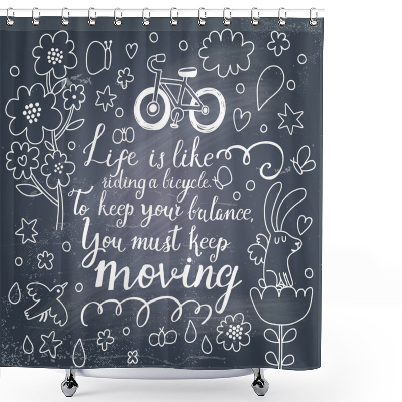 Personality  Hipster Romantic Card With Bicycle Shower Curtains