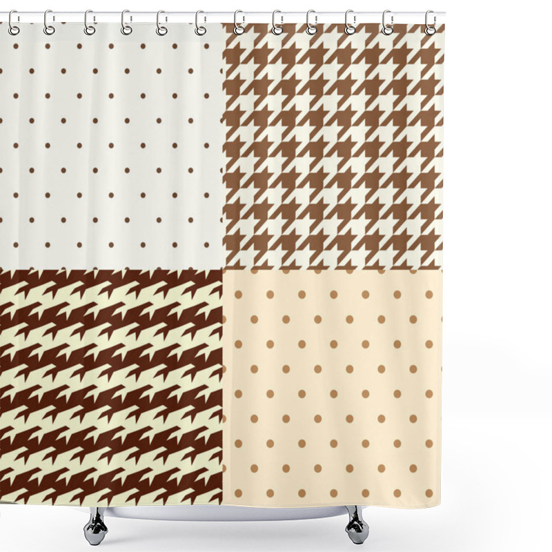 Personality  Houndtooth And Polka Dot Pattern Shower Curtains