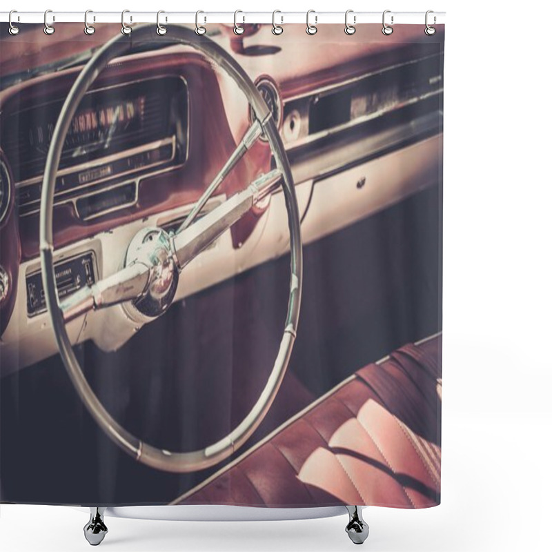 Personality  Interior Of A Classic American Car  Shower Curtains