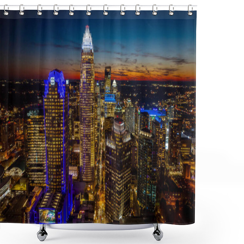 Personality  Aerial View Of The Queen City, Charlotte, North Carolina At Night Shower Curtains