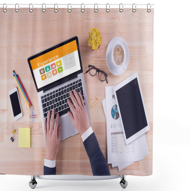 Personality  Laptop With Experience Text On Screen Shower Curtains