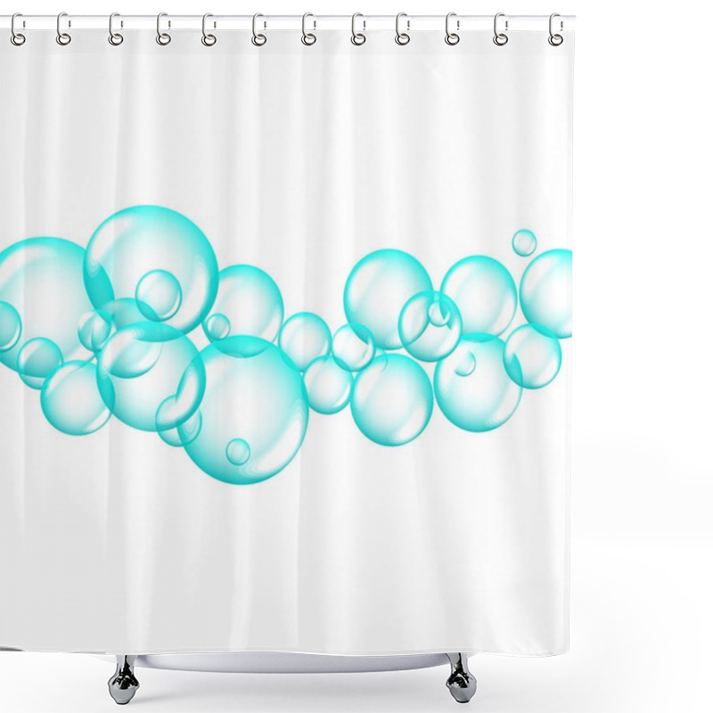 Personality  Set Of Clean Water, Soap, Gas Or Air Bubbles. Banner, Poster Or Any Design Element. Realistic Vector Illustration. Soap Bubbles Shower Curtains