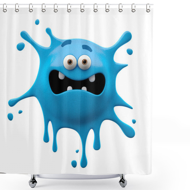 Personality  Two-eyed Blue Scared Monster Shower Curtains