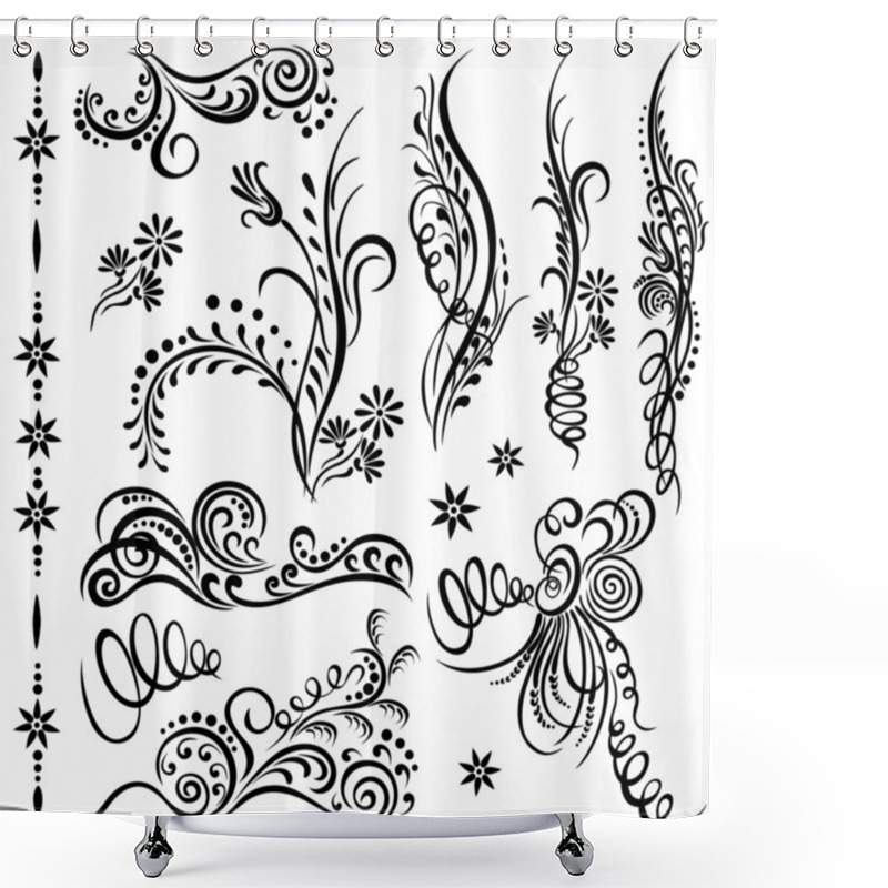 Personality  Set Swirling Decorative Elements Ornament. Shower Curtains