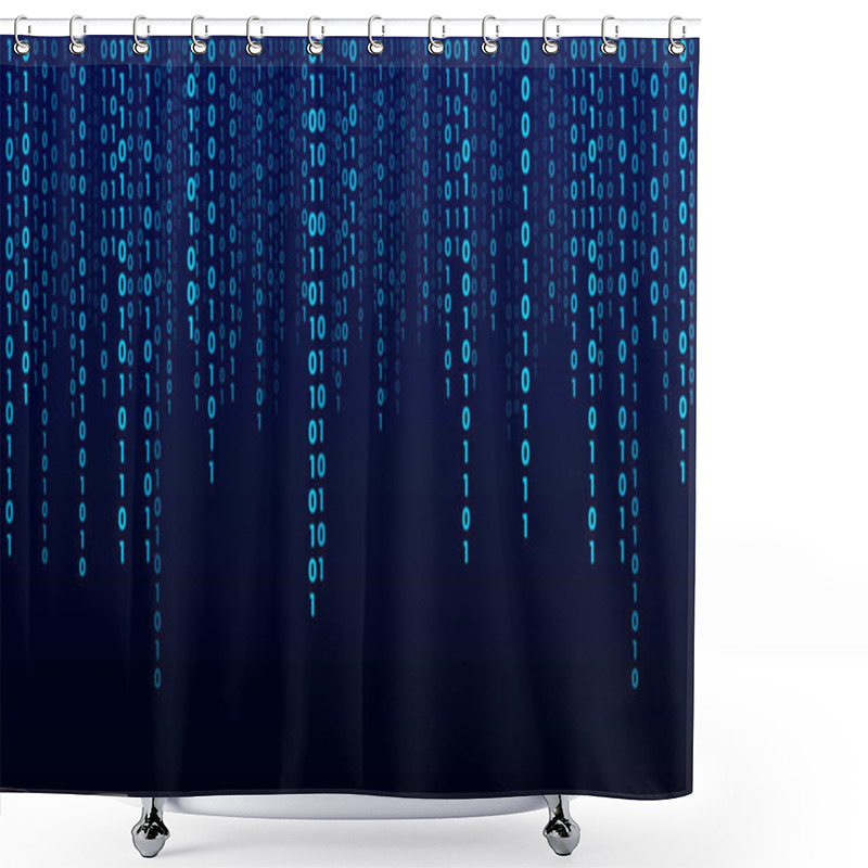 Personality  Matrix Technology Background. Cyber Security With Binary Code. Rapidly Falling Randomly Blue Numbers. Decoding Algorithms Hacked Software. Big Data Visualization. Shower Curtains