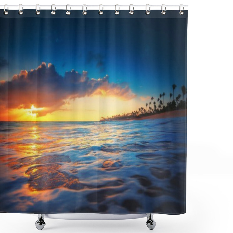 Personality  Beautiful Sunrise Over The Sea Shower Curtains