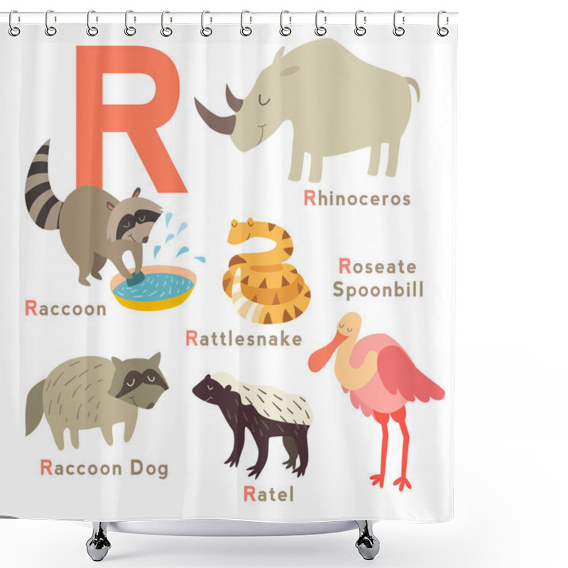 Personality  R Letter Animals Set Shower Curtains