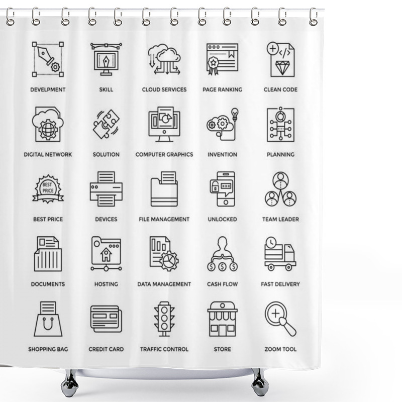 Personality  Web Design Flat Line Icons 5 Shower Curtains