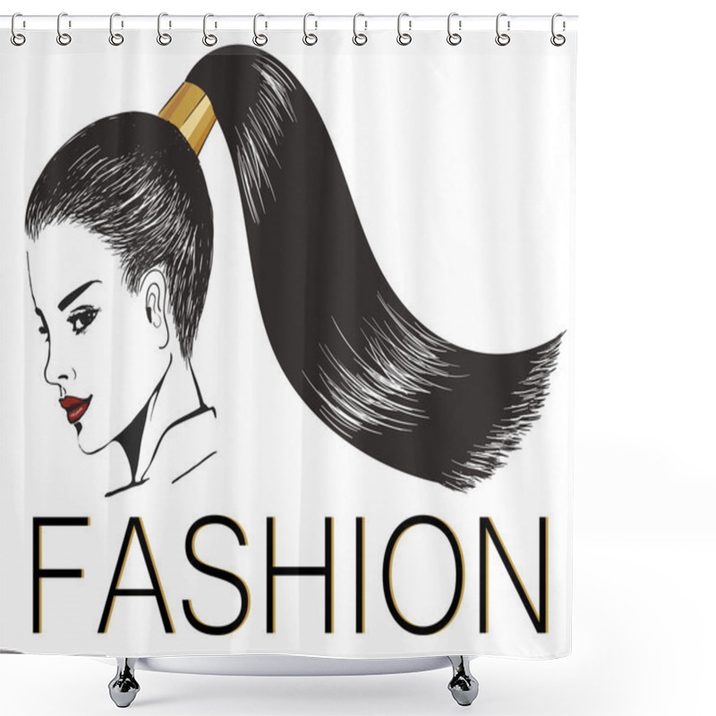 Personality  Girl With Stylish Shiny Ponytail Shower Curtains