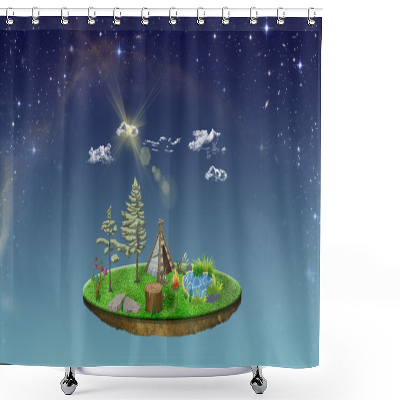 Personality  Floating Island Shower Curtains