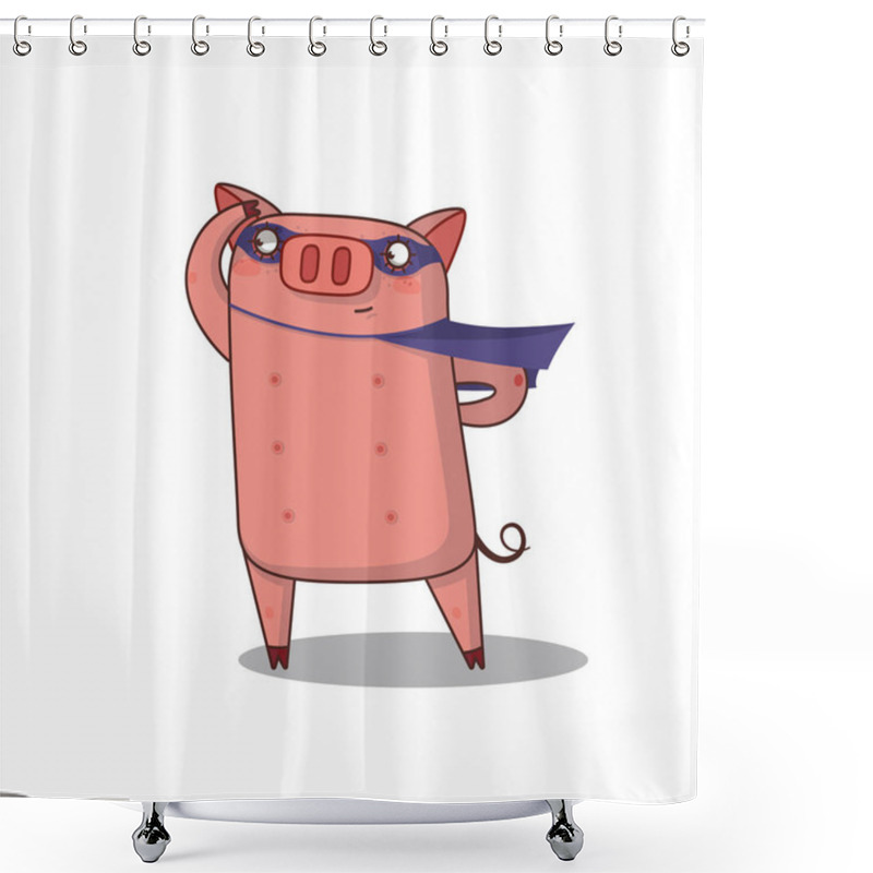 Personality  Funny Pig Super Hero Character Shower Curtains