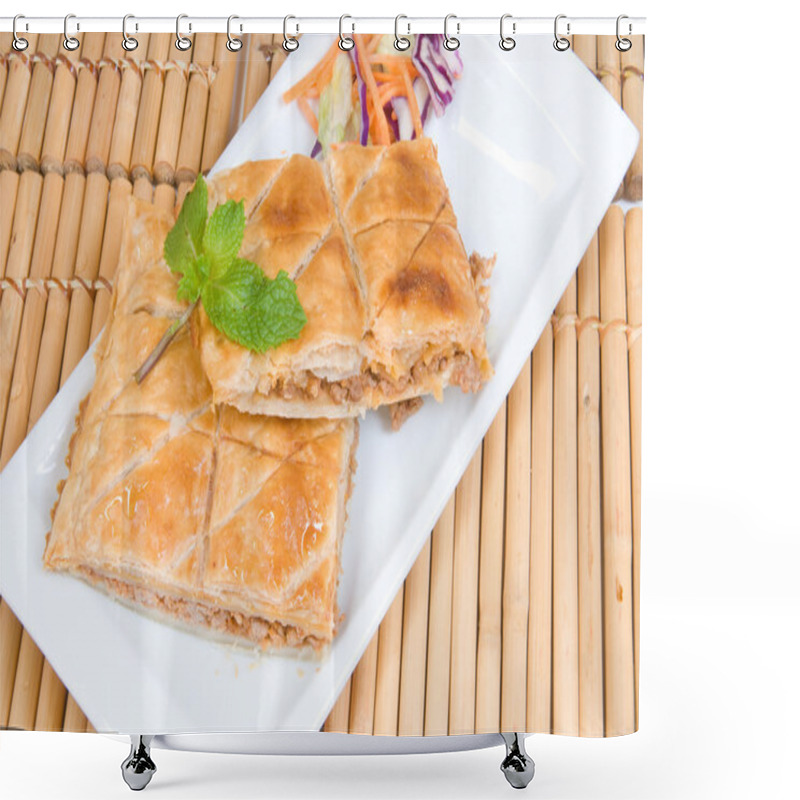 Personality  Cake Of Puff-pastry And Meat Or Pie Empanada Shower Curtains