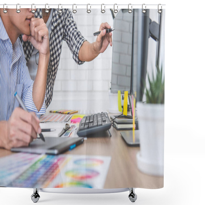 Personality  Young Creative Team Having A Meeting In Creative Office, Archite Shower Curtains