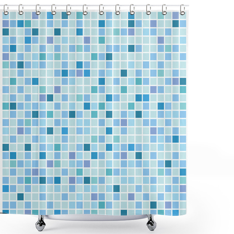 Personality  Blue Mosaic Background Shower Curtains