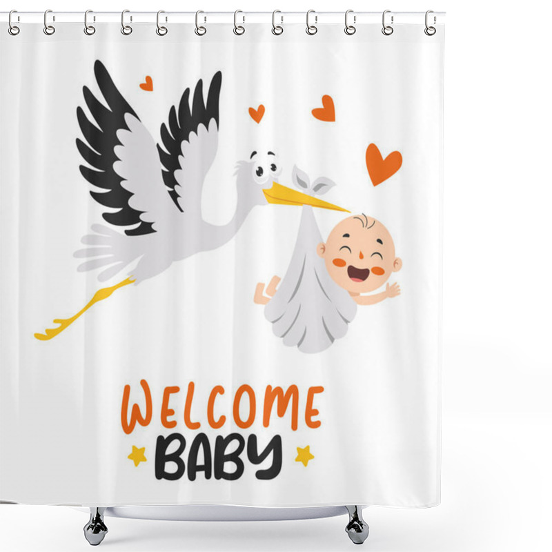 Personality  Cartoon Drawing Of A  Newborn Baby Character Shower Curtains