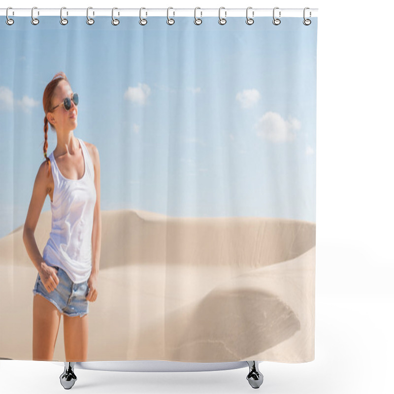 Personality  Beautiful Woman In Sand Dunes Shower Curtains