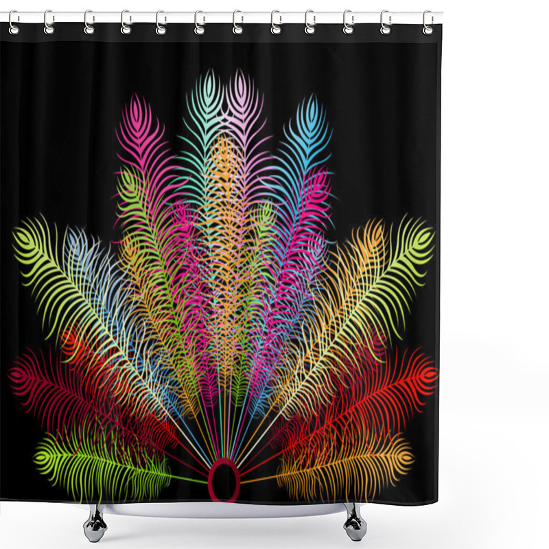 Personality  Feathers Fan Vector On Black Background Shower Curtains