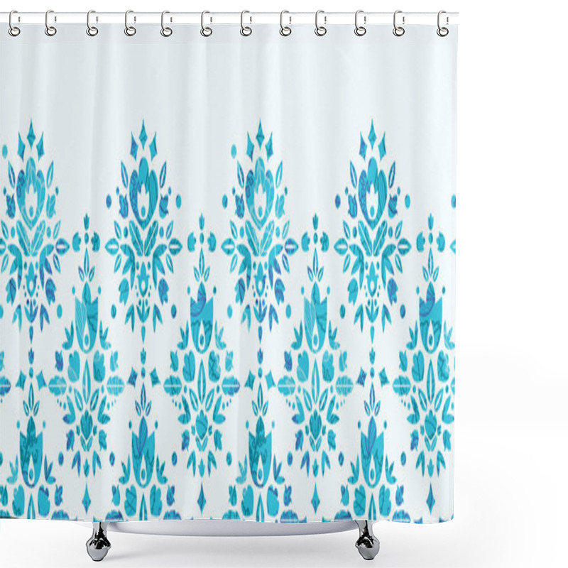 Personality  Abstract Flower Damask Horizontal Seamless Pattern Border Shower Curtains