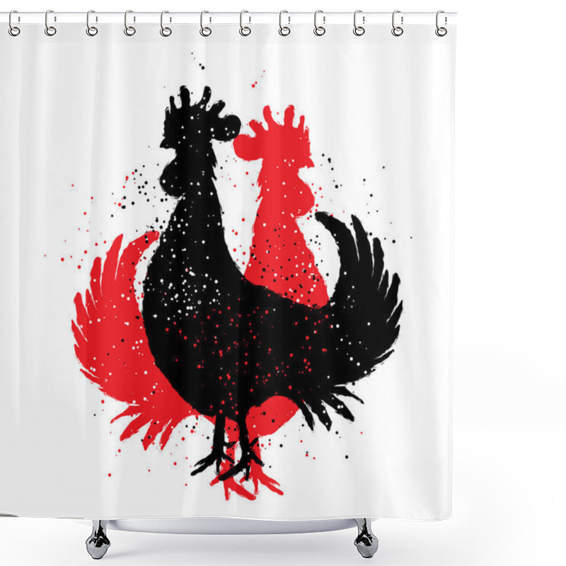 Personality  Red And Black Roosters.   Shower Curtains