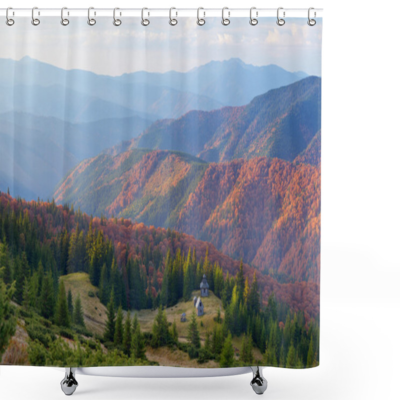 Personality  Wooden Church In The Mountains  Shower Curtains