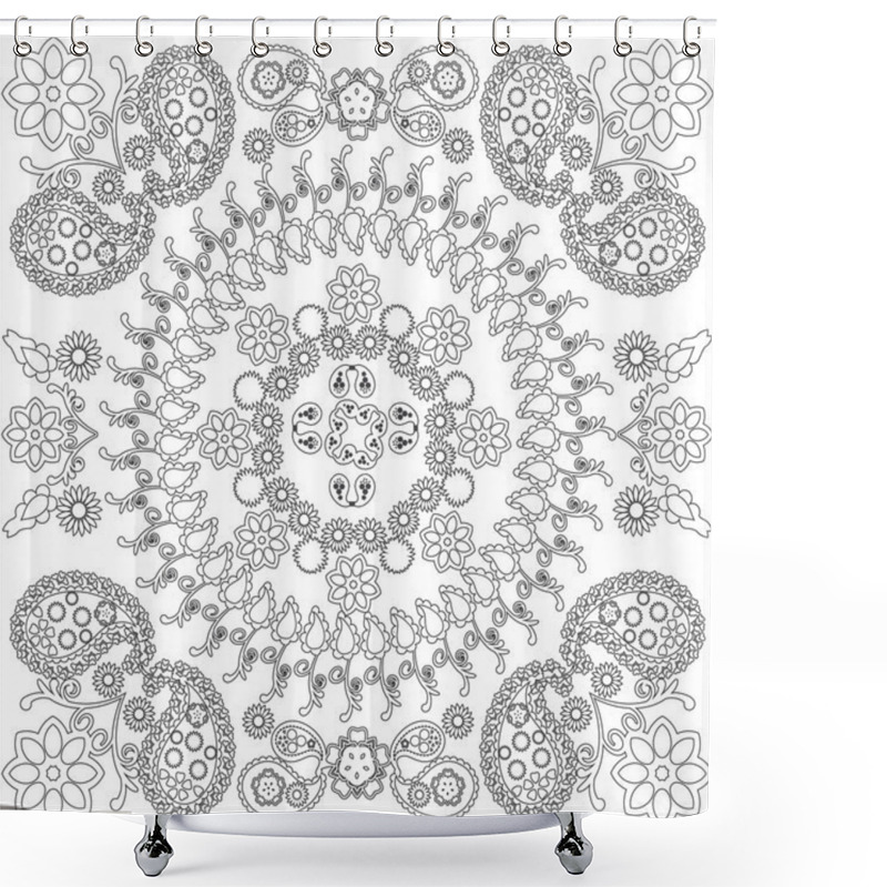 Personality  Ethnic Floral And Paisley Doodle Background, Shower Curtains