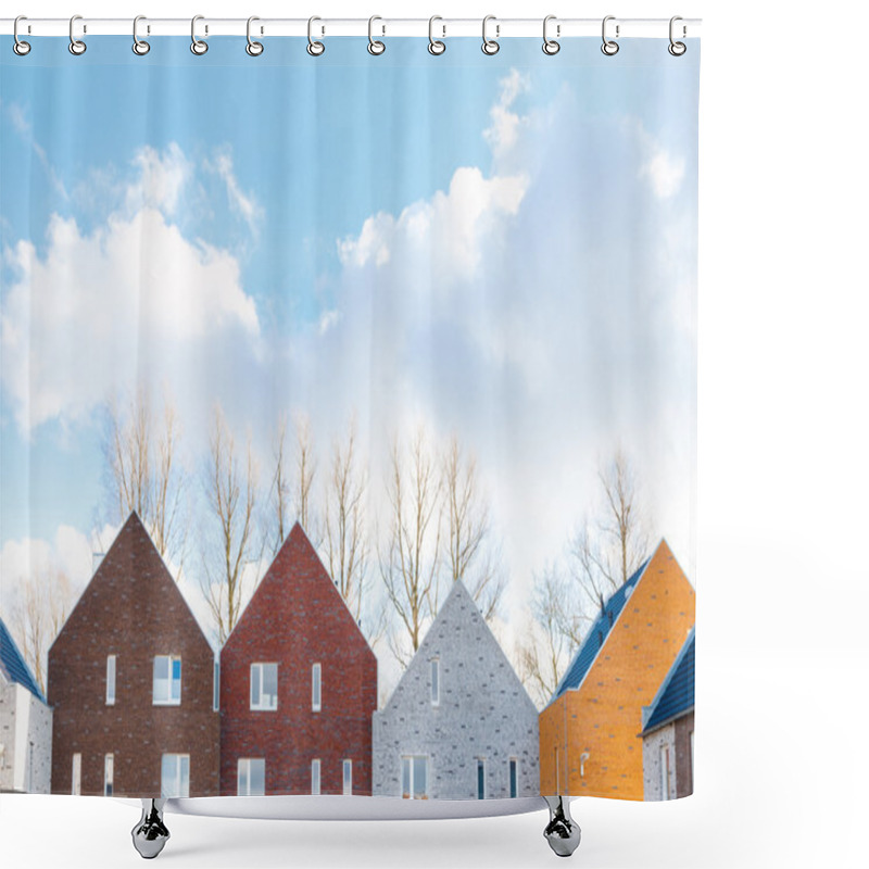 Personality  Terraced Houses With Minimalist Design And Classic Gabled Roof Shower Curtains