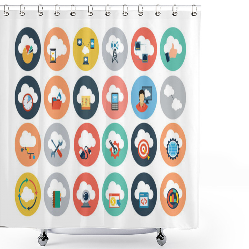 Personality  Cloud Computing Flat Vector Icons 4 Shower Curtains