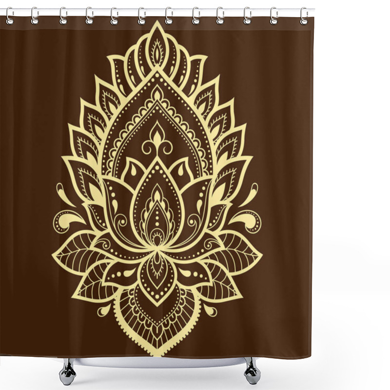 Personality  Mehndi Lotus Flower Pattern For Henna Drawing And Tattoo. Decoration In Ethnic Oriental, Indian Style. Shower Curtains