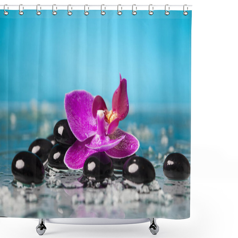 Personality  Orchid Flower And  Zen Stones Shower Curtains