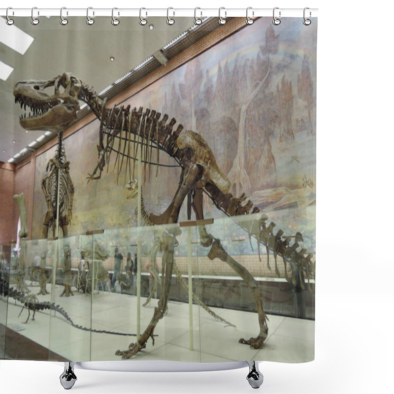 Personality  Moscow. Museum Of Paleontology. Archaeological Museum Dinosaur Skeleton Shower Curtains