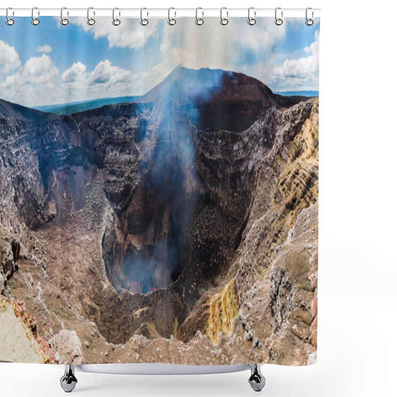 Personality  Molten Lava Sloshes Around Inside The Masaya Volcano. Shower Curtains