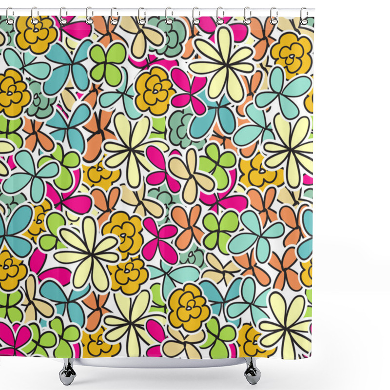 Personality  Seamless Pattern With Pastel Flowers Shower Curtains