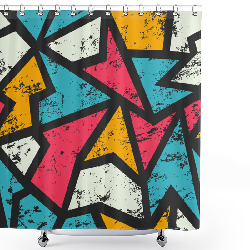 Personality  Graffiti Geometric Seamless Pattern With Grunge Effect  Shower Curtains