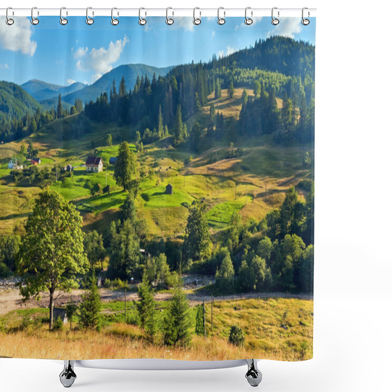 Personality  Summer Mountain Village Landscape Shower Curtains