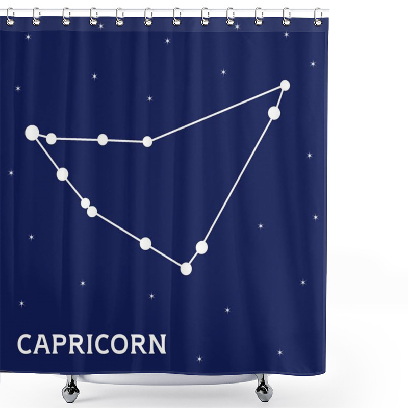 Personality  Capricorn Constellation Illustration With Starry Night Sky For Astrological And Celestial Themes Shower Curtains