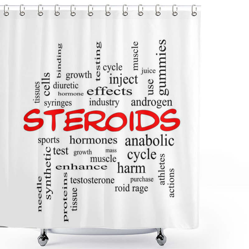 Personality  Steroids Word Cloud Concept In Red Caps Shower Curtains