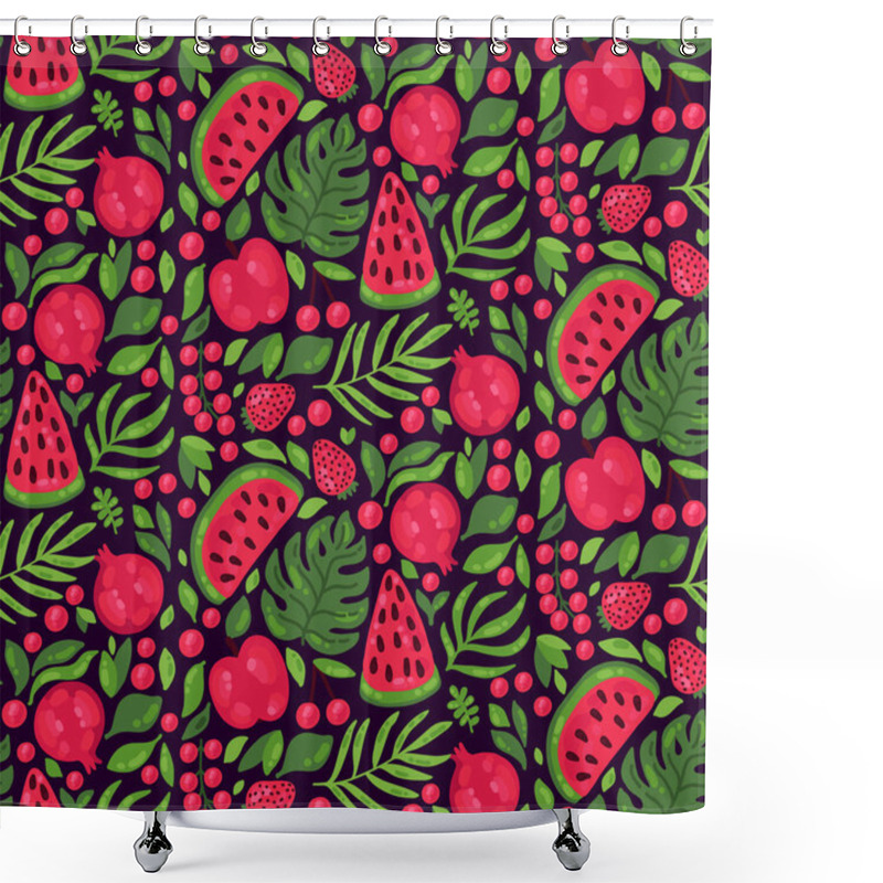 Personality  Exotic Fresh Red Fruits Pattern Shower Curtains