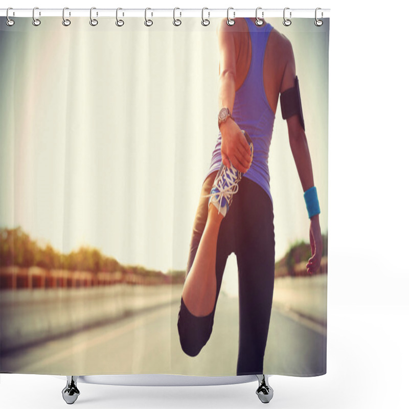 Personality  Woman Runner Stretching Legs Shower Curtains