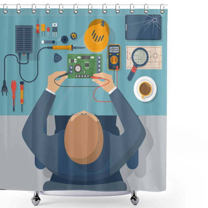 Personality  Electronics Repair Vector Shower Curtains