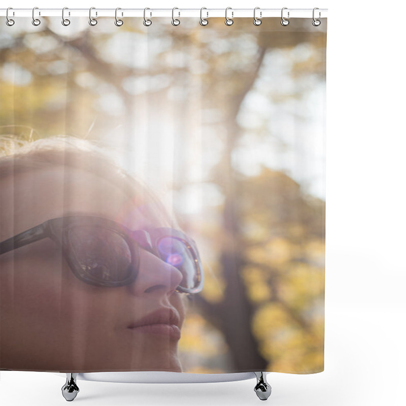 Personality  Woman Walking In The Park Shower Curtains