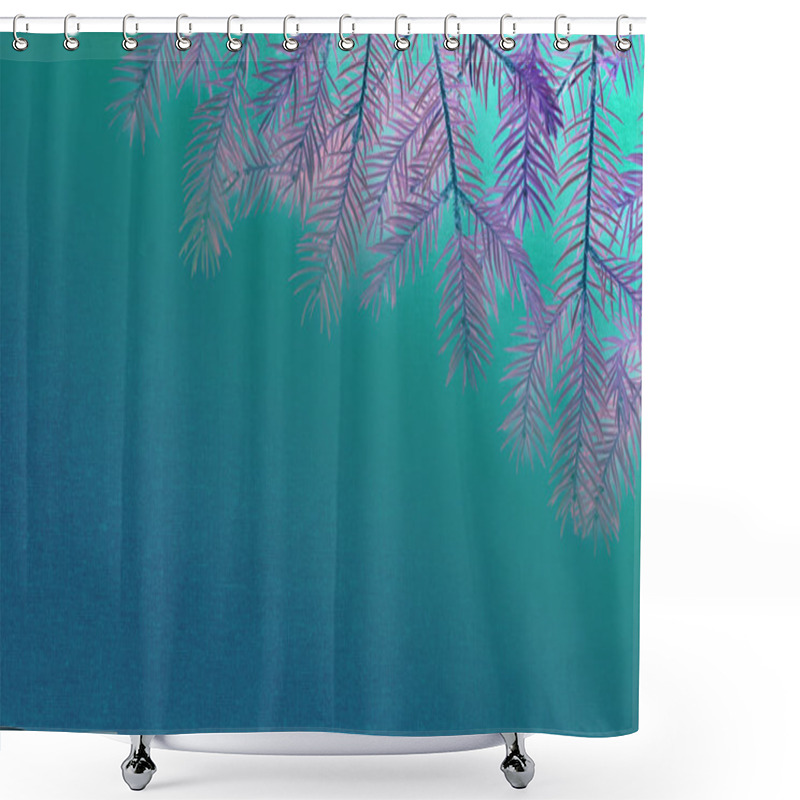 Personality  New Christmas Background With Real Pine Tree Branches Shower Curtains