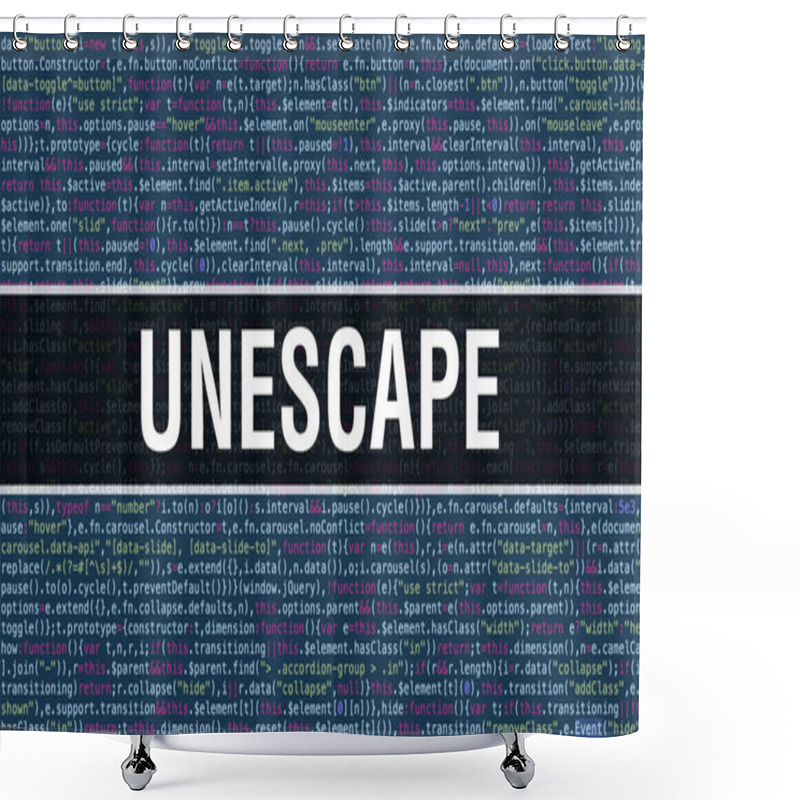 Personality  Unescape Text Written On Programming Code Abstract Technology Ba Shower Curtains