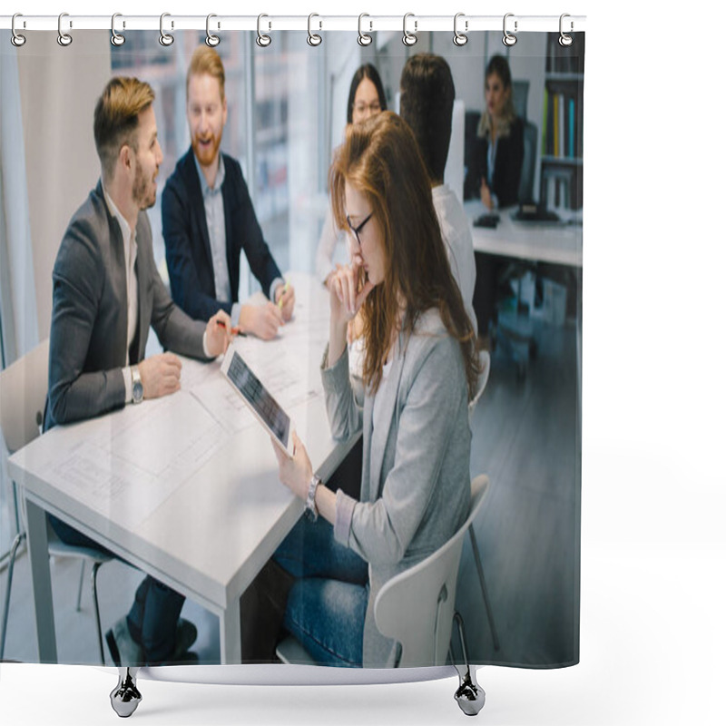 Personality  Business Colleagues Working In Office Shower Curtains